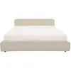 Image de Lit double en tissu beige rembourré, avec sommier, 140 x 190 cm