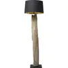 Image de Lampadaire en bois flotté et abat-jour en coton noir h171