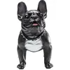 Image de Statuette bouledogue noir et blanc collier à piques