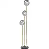 Image de Lampadaire 3 globes en verre, acier doré et marbre h176