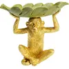 Image de Coupe singe doré et feuille verte en polyrésine