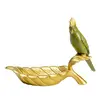 Image de Coupe perroquet vert et feuille dorée en polyrésine
