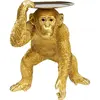 Image de Statuette singe avec plateau en polyrésine et acier doré