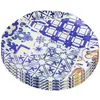 Image de Assiette plate en céramique bleue et blanche d21 - lot de 4