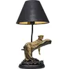 Image de Lampe léopard allongé en polyrésine dorée et noire