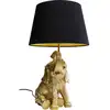 Image de Lampe éléphant en polyrésine dorée et lin noir