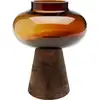 Image de Vase en verre ambré et bois massif