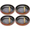 Image de Assiette creuse en faïence rouge et noire d21 - lot de 4