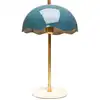 Image de Lampe en acier bleu, doré et marbre blanc