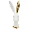 Image de Statuette tête de lapin en polyrésine blanche et dorée