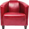 Image de Fauteuil en cuir rouge et hévéa massif