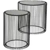 Image de 2 tables d'appoint rondes en acier noir et verre
