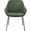 Image de Chaise avec accoudoirs en velours côtelé vert et acier