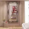 Image de Miroir moulures fleurs en polyrésine argentée 203x104