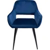 Image de Chaise avec accoudoirs en velours bleu pétrole et acier