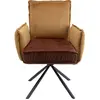 Image de Chaise avec accoudoirs en velours marron et acier