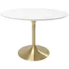 Image de Table à manger 6 personnes ronde blanche et dorée d120