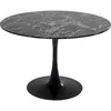 Image de Table à manger ronde 4 personnes en marbre et acier noir d110