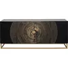 Image de Buffet 4 portes en bois noir et acier doré