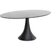 Image de Table à manger 8 personnes en verre fumé et aluminium noir l180