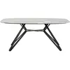 Image de Table à manger 6 personnes en granit gris et acier noir l180