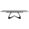 Image de Table à manger 6/10 personnes en verre et acier noir l180/260