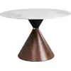 Image de Table à manger ronde 4 personnes céramique et effet noyer d120