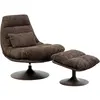 Image de Fauteuil pivotant et repose-pieds en polyester marron