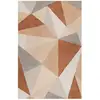 Image de Tapis graphique à poil ras tons de brique, saumon et gris 140x200