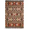 Image de Tapis kilim pure laine tissé main ethnique chic à franges 80x150