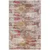 Image de Tapis plat motif vintage effet usé multicolore rose 110x170