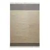 Image de Tapis plat tissé main à franges rayé anthracite et beige sable 80x150