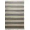 Image de Tapis plat tissé main à franges rayé anthracite et beige 80x150