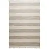 Image de Tapis plat tissé main à franges rayé brun et beige 130x190