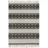 Image de Tapis kilim ethnique tissé à franges et relief noir et blanc 80x150