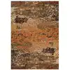 Image de Tapis design pure laine et viscose tons de brique à relief 140x200