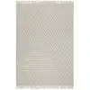 Image de Tapis tissé main pure laine vierge à franges gris et beige 80x150