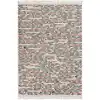 Image de Tapis tissé main pure laine à franges rouge et noir fond beige 80x150