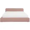 Image de Lit double en tissu rose rembourré, avec sommier, 140 x 190 cm