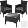 Image de Salon de jardin 2 pers. Résine tressée acier anti-uv sets housses noir