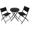 Image de Ensemble table et chaises jardin acier textilène noir pliable 2 pers.