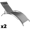 Image de Lot de 2 transats en aluminium réglable coussin polyester gris