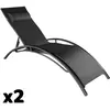 Image de Lot de 2 transats en aluminium réglable coussin polyester noir