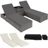 Image de Lot de 2 bains de soleil résine tressée aluminium table rangement gris