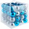 Image de Lot de 64 boules de Noël argentées/bleues argentées/bleues