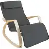 Image de Fauteuil à bascule bois accoudoirs rembourrage coussin gris foncé