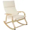 Image de Fauteuil à bascule avec accoudoirs cadre en bois et coussin beige