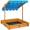 Image de Bac à sable cabane de jardin avec toit réglable bleu en bois