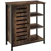Image de Buffet style industriel pieds réglables 70 x 32 x 82 cm bois foncé