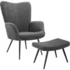 Image de Fauteuil rembourré ergonomique avec tabouret max 150 kg gris/noir